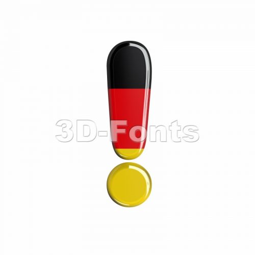 German exclamation point - 3d symbol - 3d-fonts