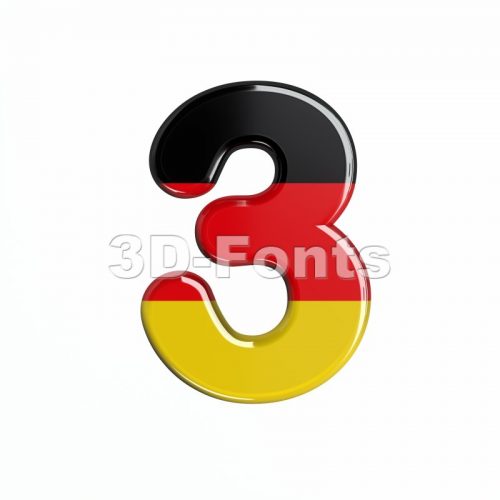 German number 3 - 3d digit - 3d-fonts
