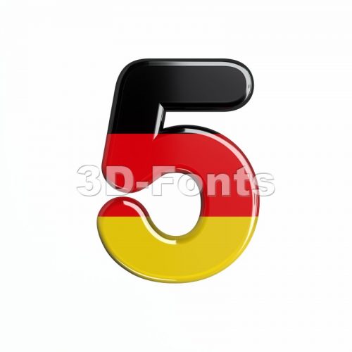 German number 5 - 3d digit - 3d-fonts