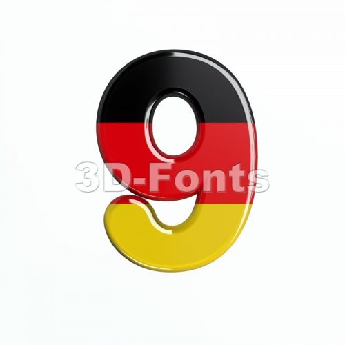 German number 9 - 3d digit - 3d-fonts