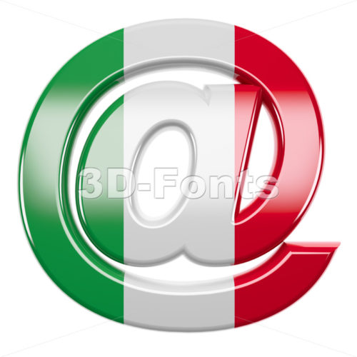 Italian flag at-sign - 3d arobase symbol - 3d-fonts