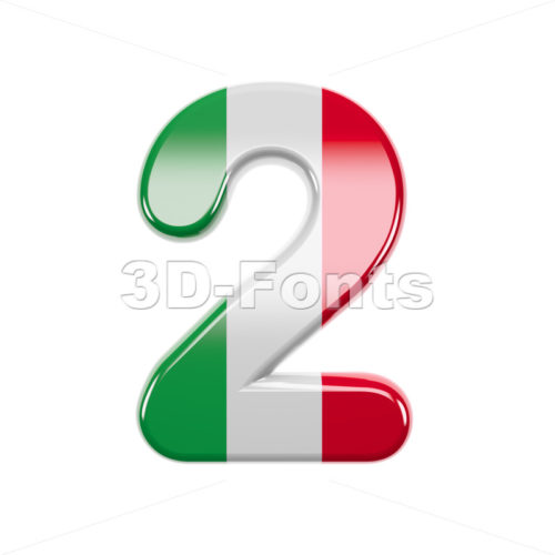 Italian flag digit 2 - 3d number - 3d-fonts