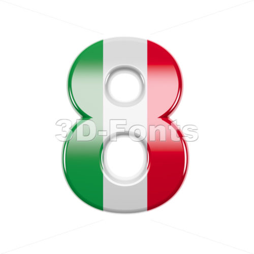 Italian flag digit 8 - 3d number - 3d-fonts