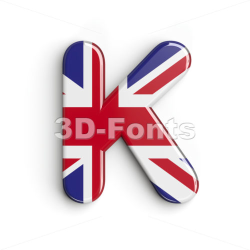 Uppercase british flag letter K - Capital 3d font - 3d-fonts