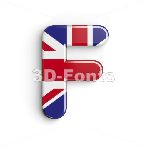 british flag letter F - Upper-case 3d font - 3d-fonts