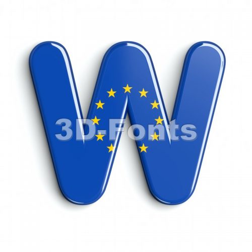 europe flag font W - Capital 3d letter - 3d-fonts