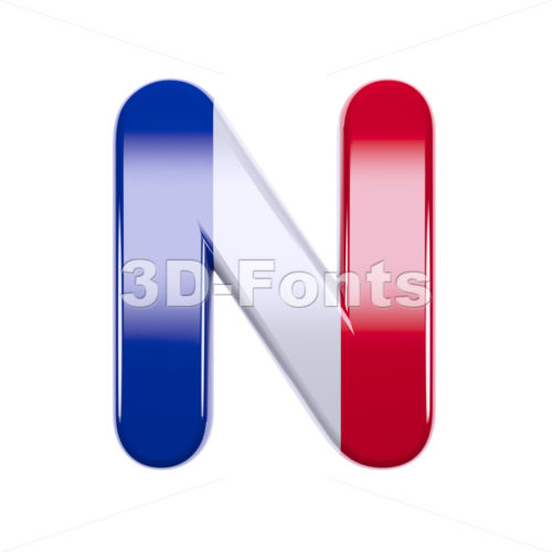 french font N - Capital 3d letter - 3d-fonts