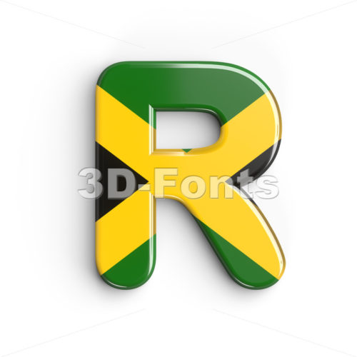 jamaican flag letter R - Uppercase 3d font - 3d-fonts