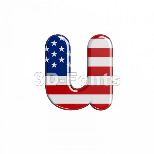 3d Small character U covered in american flag texture - 3d-fonts