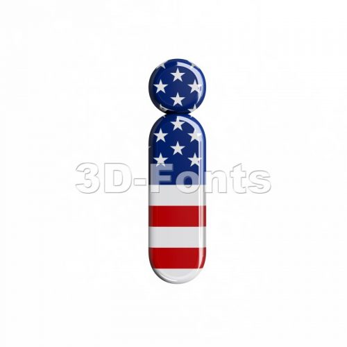 3d Small letter I covered in american flag texture - 3d-fonts