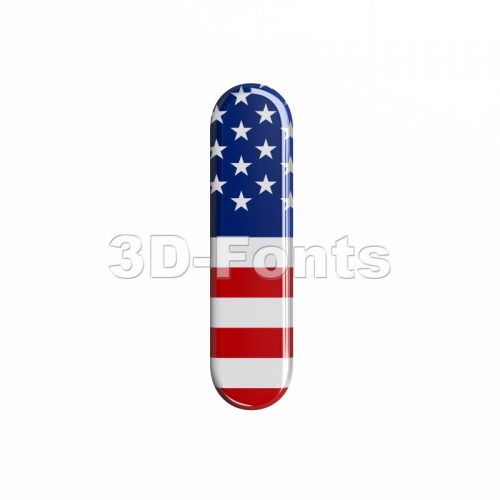 3d Small letter L covered in USA  flag texture - 3d-fonts