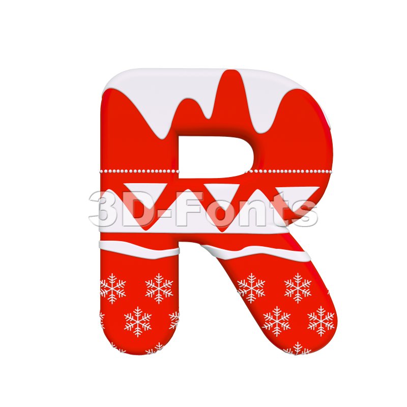 Red christmas letter R | Uppercase font on white background