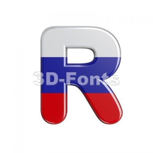 Russia flag letter R - Uppercase 3d font - 3d-fonts