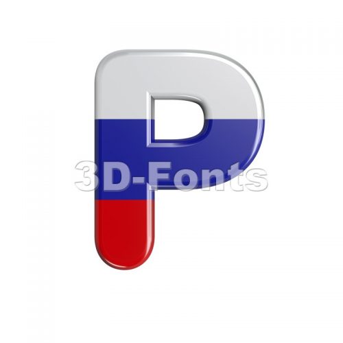 Upper-case Russia flag character P - Capital 3d font - 3d-fonts