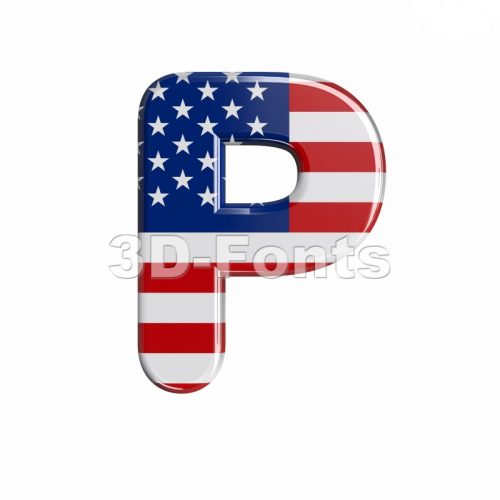 Upper-case american flag character P - Capital 3d font - 3d-fonts