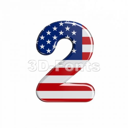 american digit 2 - 3d number - 3d-fonts