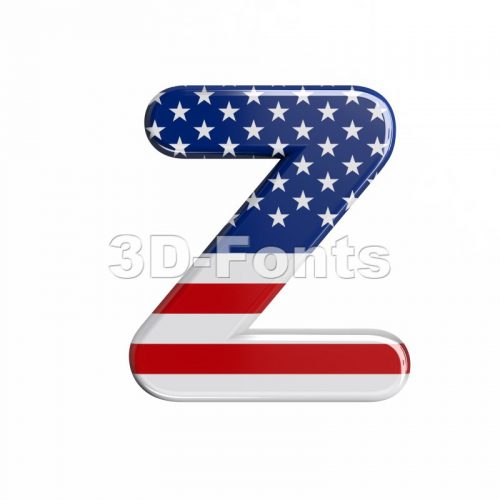 american flag letter Z - Upper-case 3d font - 3d-fonts