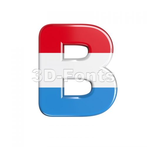 Capital luxembourger flag letter B - Upper-case 3d font - 3d-fonts