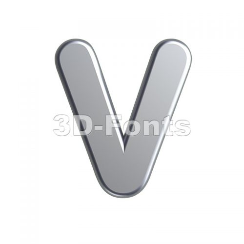 Capital metal letter V - Upper-case 3d character - 3d-fonts