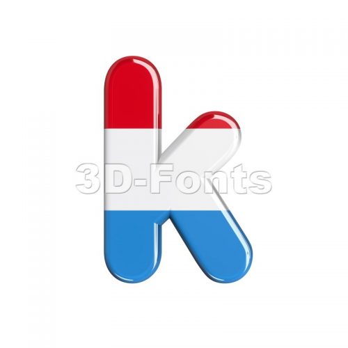 Lower-case luxembourger flag character K - Small 3d letter - 3d-fonts