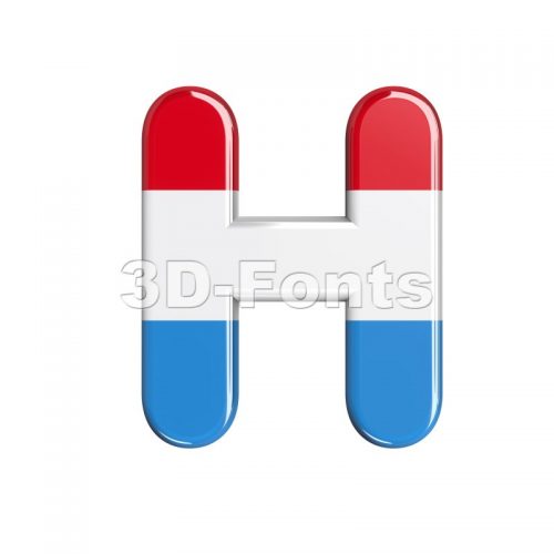 Luxembourg 3d letter H - Upper-case 3d character - 3d-fonts