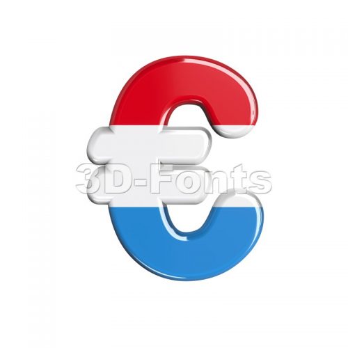 Luxembourg euro currency sign - 3d business symbol - 3d-fonts