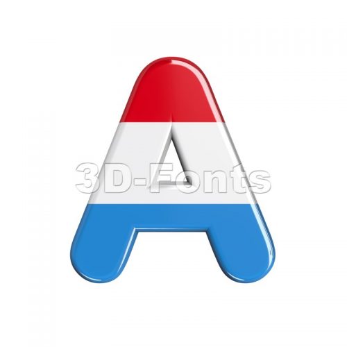 Luxembourg letter A - Capital 3d character - 3d-fonts