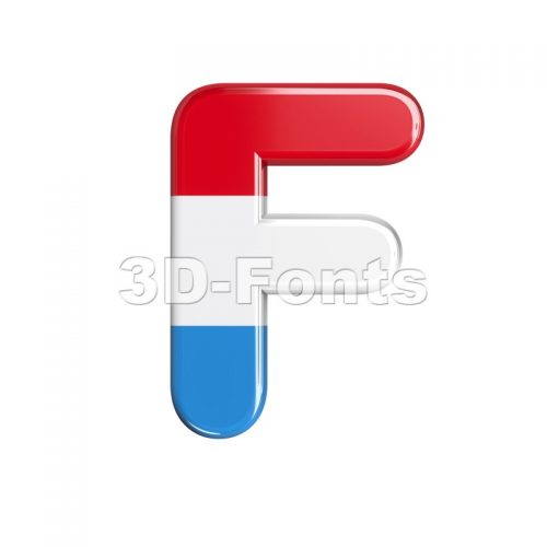 Luxembourg letter F - Upper-case 3d font - 3d-fonts