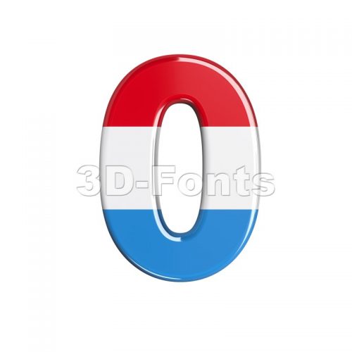 Luxembourg number 0 - 3d digit - 3d-fonts