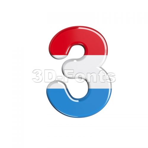 Luxembourg number 3 - 3d digit - 3d-fonts