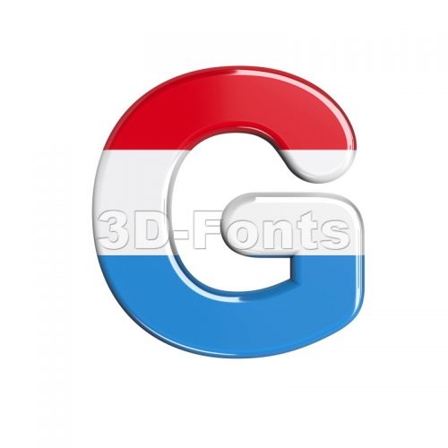 Upper-case Luxembourg character G - Capital 3d font - 3d-fonts