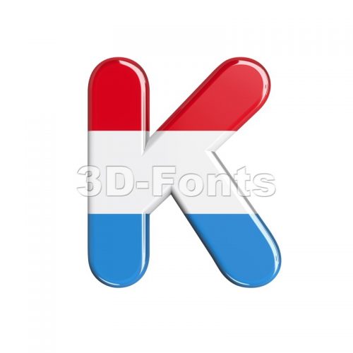 Uppercase Luxembourg letter K - Capital 3d font - 3d-fonts