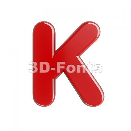 Uppercase red letter K - Capital 3d font - 3d-fonts