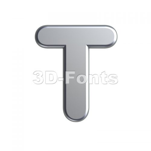 aluminum character T - Uppercase 3d letter - 3d-fonts