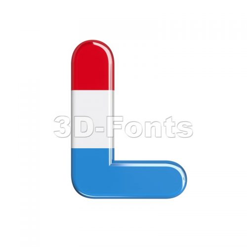 flag of Luxemboug 3d font L - Capital 3d character - 3d-fonts