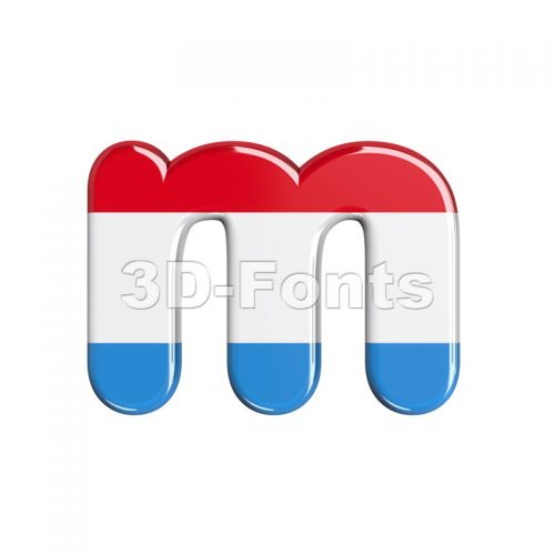 flag of Luxemboug 3d font M - Lowercase 3d letter - 3d-fonts