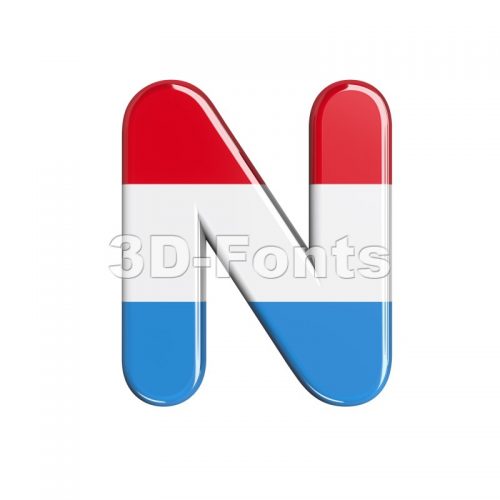 flag of Luxemboug font N - Capital 3d letter - 3d-fonts