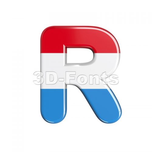 flag of Luxemboug letter R - Uppercase 3d font - 3d-fonts