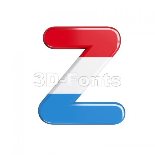 flag of Luxemboug letter Z - Upper-case 3d font - 3d-fonts