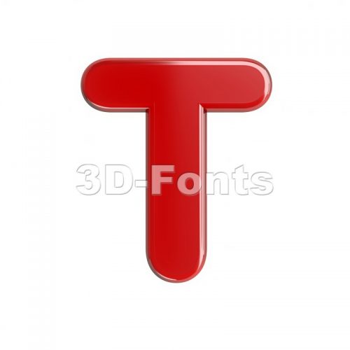 glossy character T - Uppercase 3d letter - 3d-fonts
