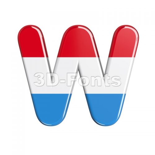 luxembourger flag font W - Capital 3d letter - 3d-fonts