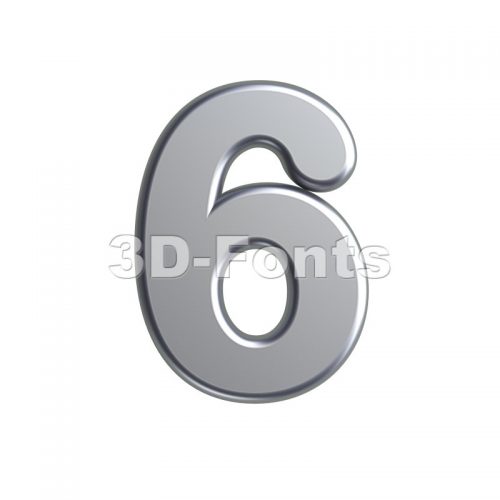 metal digit 6 - 3d number - 3d-fonts
