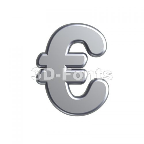 metal euro currency sign - 3d business symbol - 3d-fonts