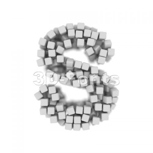 3d Uppercase font S covered in white 3d cube - Capital 3d letter - 3d-fonts