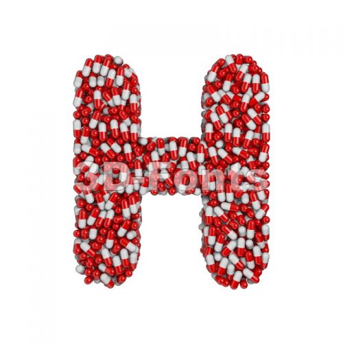 pills 3d letter H - Upper-case 3d character - 3d-fonts