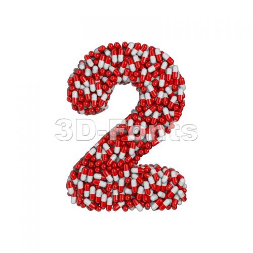 pills digit 2 - 3d number - 3d-fonts