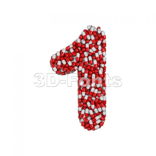 pills number 1 - 3d digit - 3d-fonts