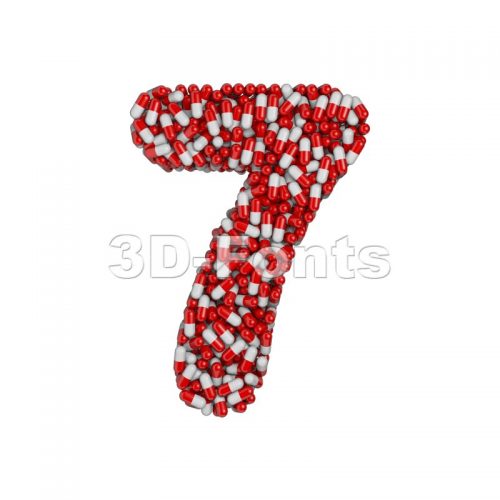 pills number 7 - 3d digit - 3d-fonts