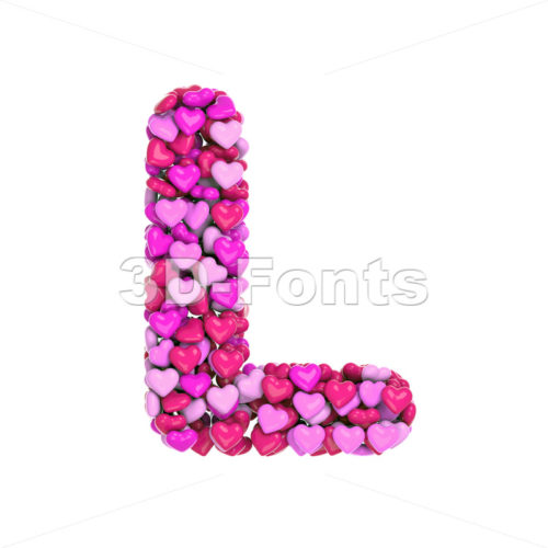 Heart font L - Capital 3d character - 3d-fonts