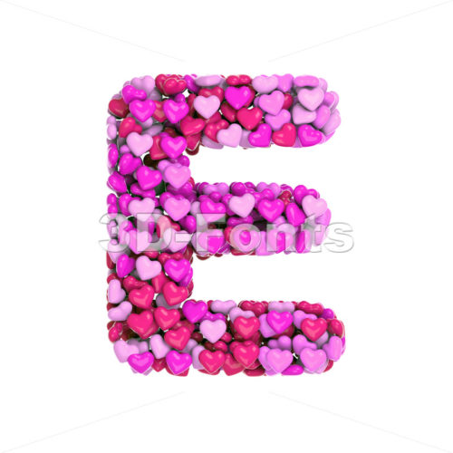 Heart style font E - Capital 3d character - 3d-fonts